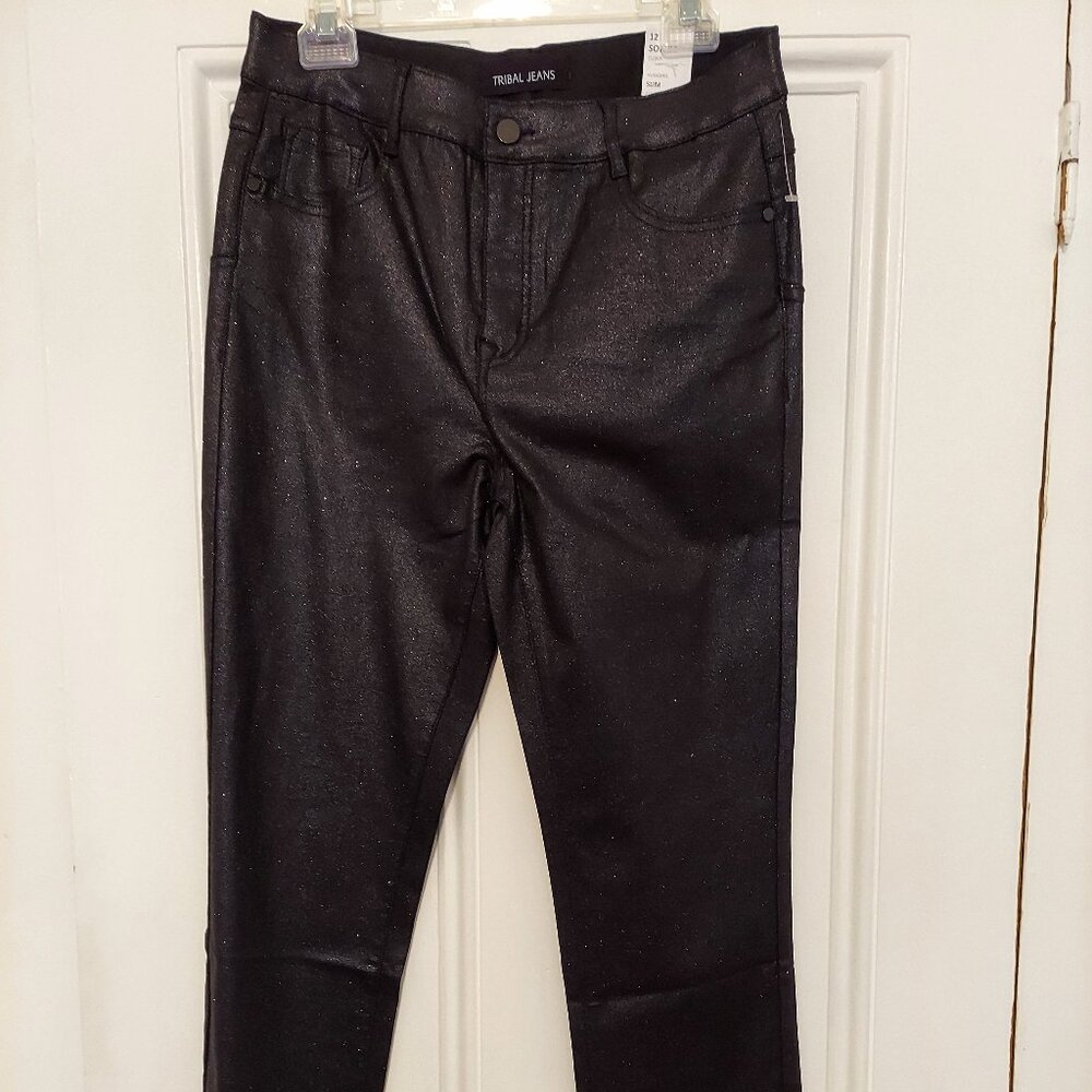 NWT Tribal Jeans "Sophia" in Black Shimmer size 12 Curvy